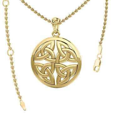 Celtic Trinity Quaternary Knot Solid Gold Pendant GPD4637 - Jewelry